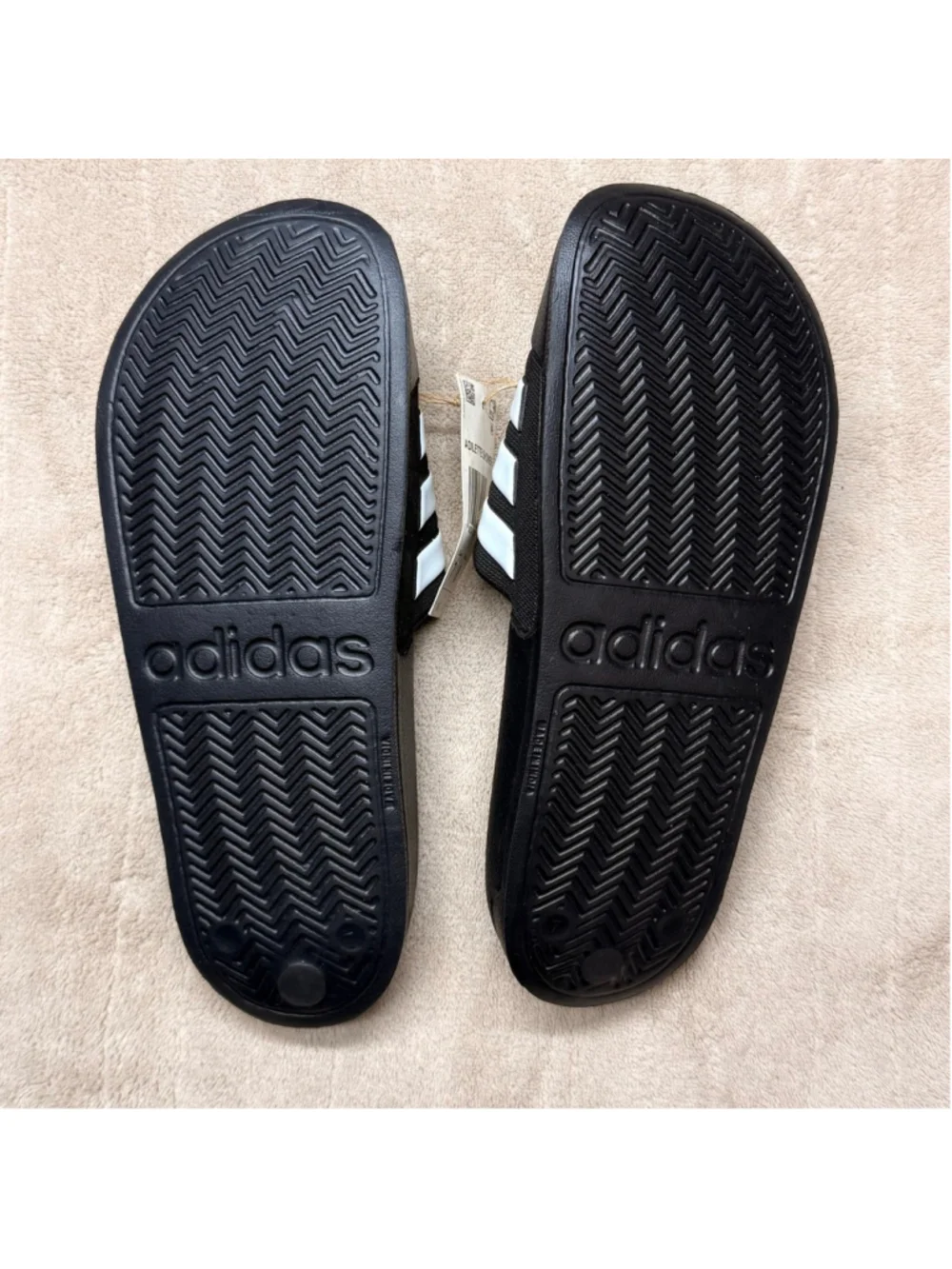 Unisex Adidas Adilette Shower Black White Sandals Men 7 Women 8
